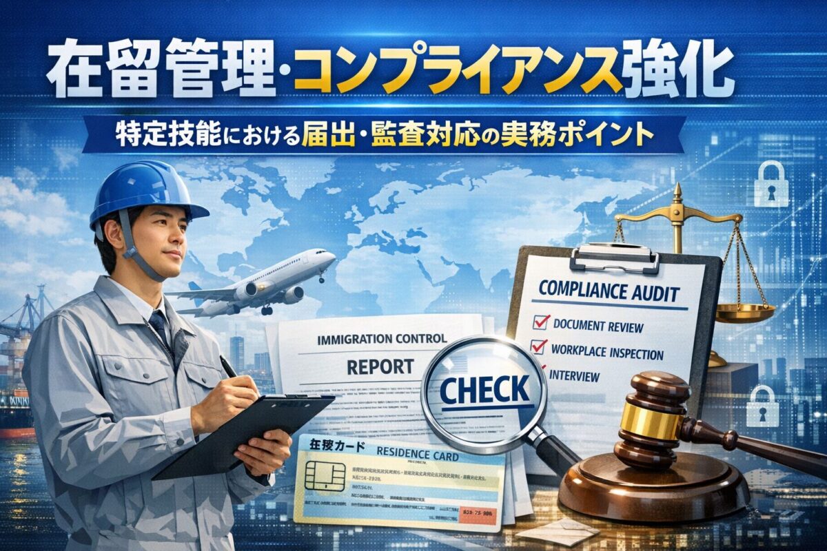 特定技能,在留管理,コンプライアンス,外国人雇用,特定技能制度,届出義務,監査対応,登録支援機関,受入機関,外国人労働者,入管手続き,労務管理,監査対策,外国人雇用実務,企業コンプライアンス